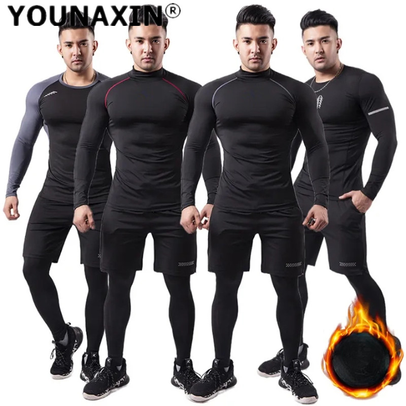 Winter Yoga Clothing - 3피스 남성용 플러시 따뜻한 스포츠 슈트