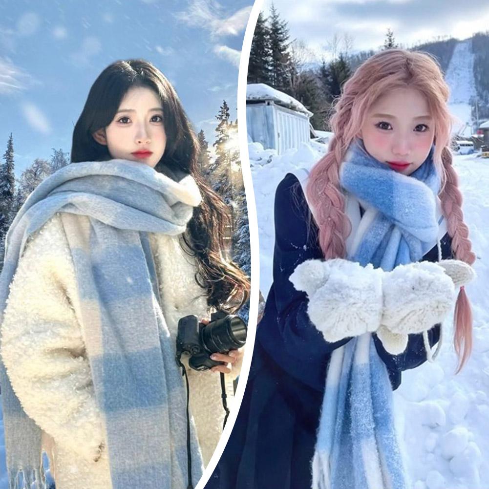 Winter Clothing Korea - 세련된 간단한 한국 영감 파란색 흰색