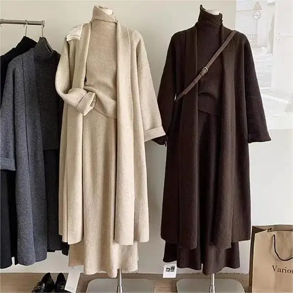 Winter Clothing Sale - 3 조각 세트 여성 긴 스웨터