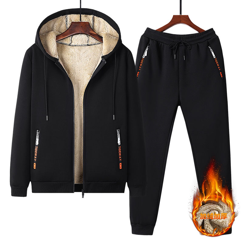 Fleece Hoodie Lined - 남성용 양털 안감 트랙슈트 두꺼운 보온