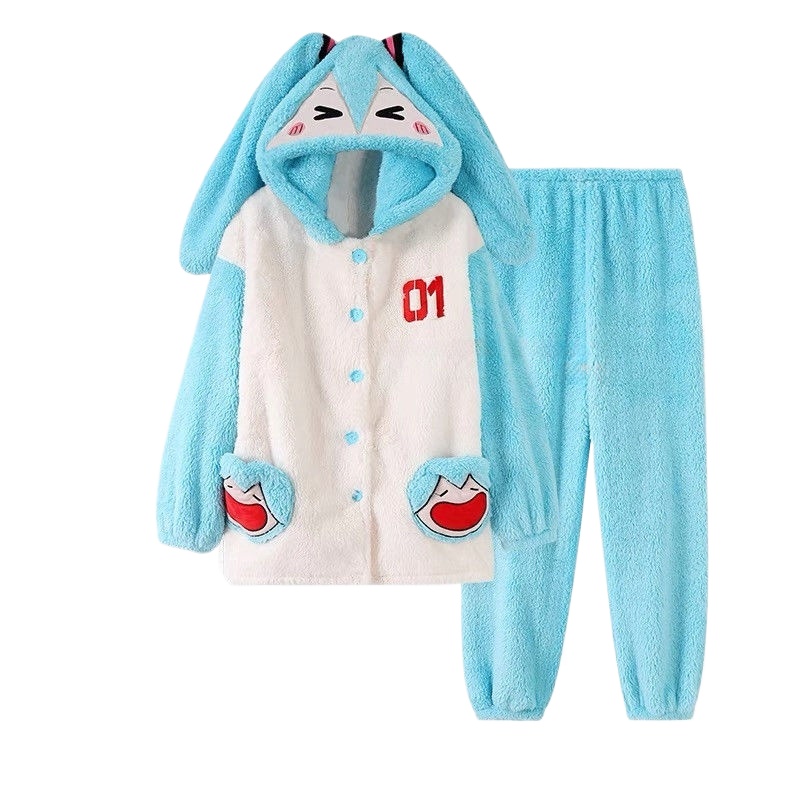 Fleece Hoodie Lined - 하츠네 미쿠 만화 애니메이션 주변기기 귀여운