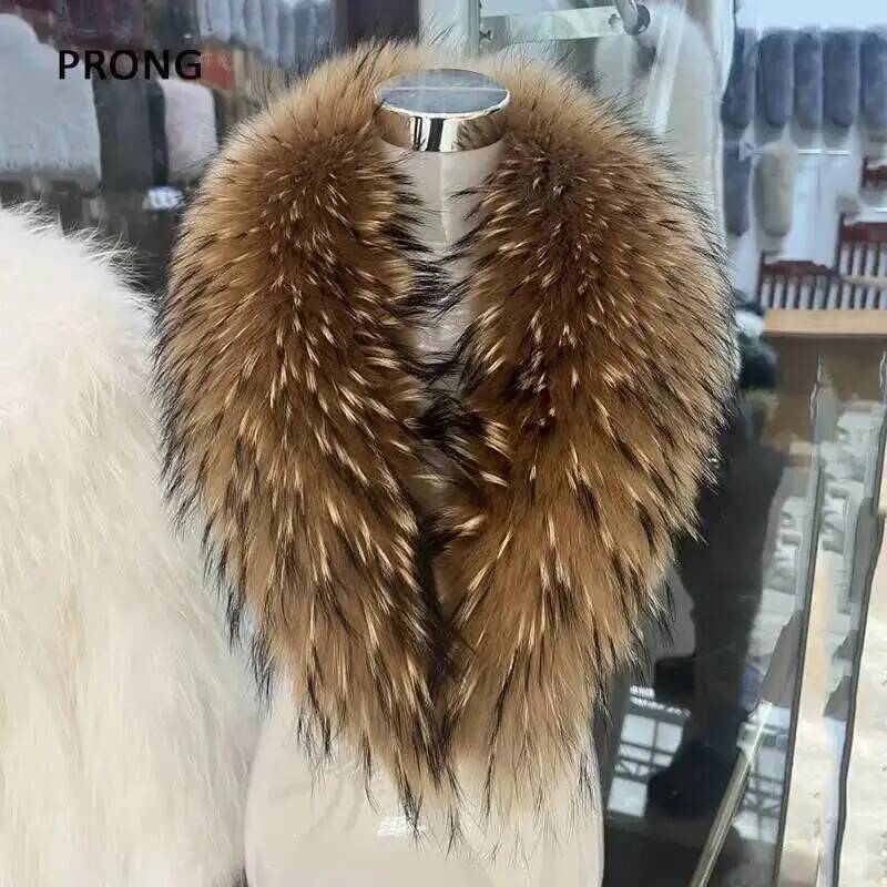 자연 너구리 모피 칼라 리얼 모피 스카프 여성 겨울 럭 - Winter Clothing Items 리뷰 및 가격