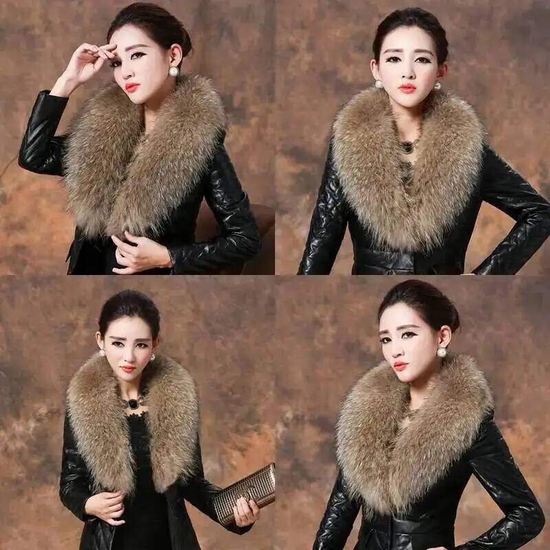 자연 너구리 모피 칼라 리얼 모피 스카프 여성 겨울 럭 - Winter Clothing Items 리뷰 및 가격
