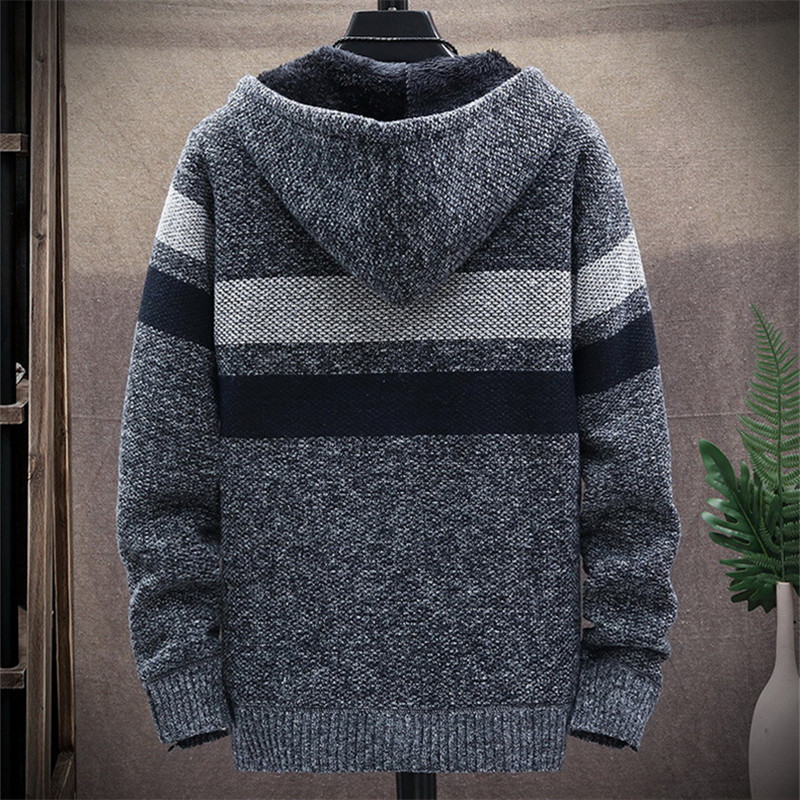 남성용 스트라이프 스웨터 코트 두꺼운 양털 따뜻한 지퍼 - Fleece Hoodie Lined 리뷰 및 가격