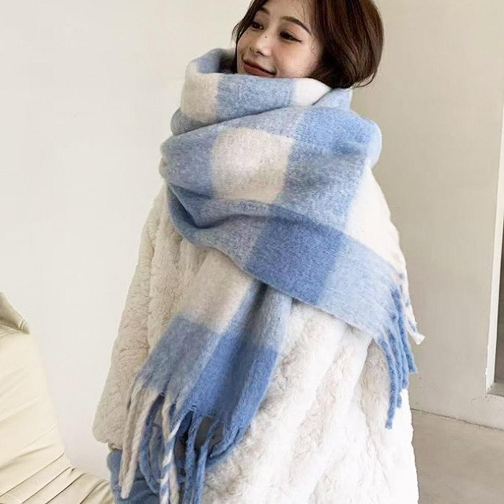 세련된 간단한 한국 영감 파란색 흰색 체크 패턴 격자  - Winter Clothing Korea 리뷰 및 가격