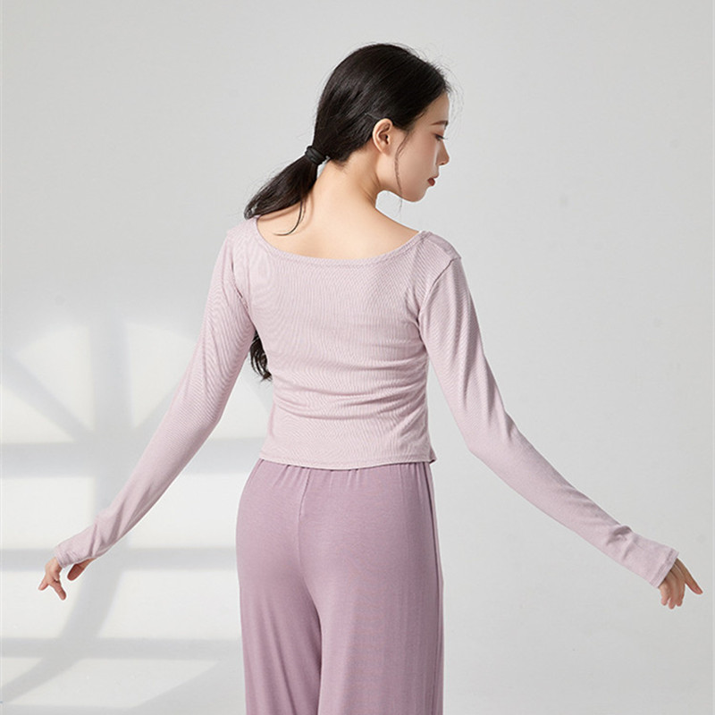 성인 현대 무용 연습 옷 V 넥 손가락 슬리브 가을 겨 - Winter Yoga Clothing 리뷰 및 가격
