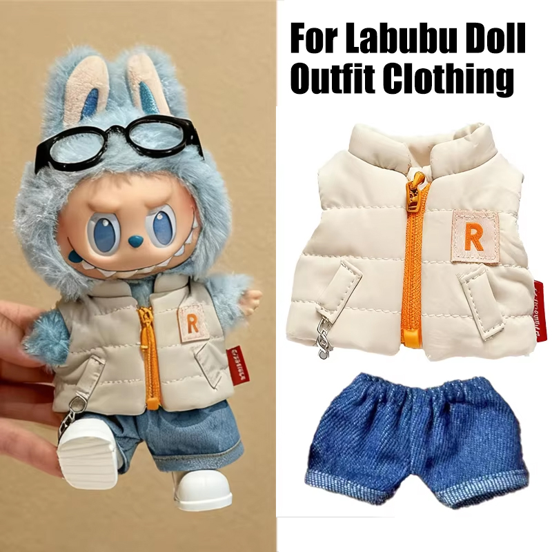 15-17cm 라부부 인형용 단색 겨울 다운 조끼와 청 - Winter Clothing Items 리뷰 및 가격