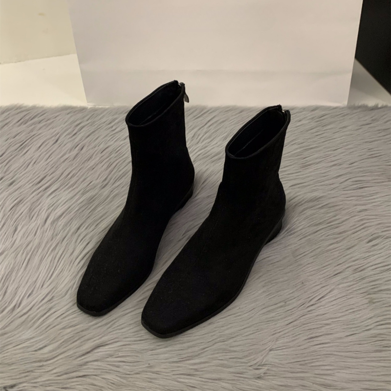 2025 피치색 백 지퍼 누드 부츠 - 패션 스퀘어 토 - Winter Clothing Korea 리뷰 및 가격